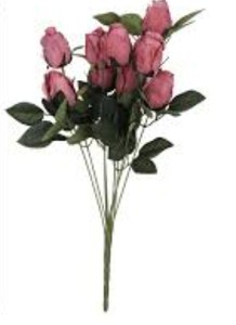 lot 4253 image: Artificial Pink Roses Bundle with Green Stems and Leaves