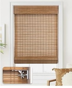lot 11589 image: Cordless Bamboo Roman Shades 34.5 x 48 in Brown JPT006-ZLM-390