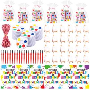 lot 1017 image: AmazingSpark 24 Set End of Year Gift for Kids Summer Painting Kits with Watercolor Paint Mini Panel Easel Palette Brush Card for Summer End of Year Party Favors Exchanges Gift Classroom Prizes