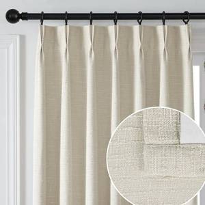 lot 1025 image: Maison Colette Full Blackout Pinch Pleated Linen Texture Curtain for Living Room,Back Tab Luxury Sheer with Liner for Bedroom,2 Panels, 40 W x90 L,Linen