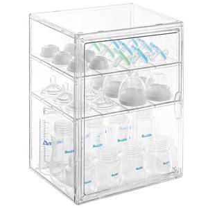 lot 1031 image: ERTIUANIO Baby Bottle Organizer �� 3 Tier Acrylic Bottle Storage Organizer container, Clear Plastic Bottle Station Organizers Drawers for Countertop Kitchen Cabinet Vanity, Bathroom, Gifts for New Mom