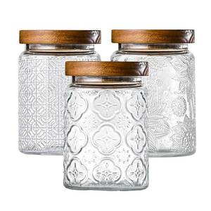 lot 1033 image: Adodeen 3-Pack 24oz Glass Jar With Airtight Lid,Kitchen Canisters For Countertop,Coffee Sugar Container Set,Pantry Glass Storage Containers For Flour,Candy,Loose Tea,Snack, mason jars