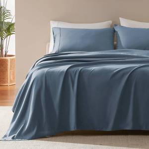 lot 1051 image: SLEEP ZONE Queen Sheet Set-4 Pieces Soft Queen Size Sheets Breathable & Cooling Bed Sheets Set, Easy Care Includes 1 Fitted Sheet, 1 Flat Sheet and 2 Pillowcases, Deep Pocket 16 (Flint Blue, Queen)