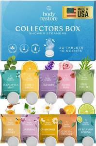 lot 1053 image: Body Restore Shower Steamers Aromatherapy 30 Pack �� Fathers Day Gift for Dad, Birthday Gifts for Women & Men, Spa Stress Relief & Relaxation Self Care Gifts �� Premium Collectors Box