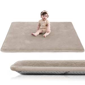 lot 1061 image: Baby Play Mat for Floor,1.3 Thick Elasti-Foam 50�50 Playpen Mat for Tummy Time,Water Repellent Soft Coral Velvet for Toddler,Infant,Kids,Non-Slip Backing Safe for Crawling(Beige)
