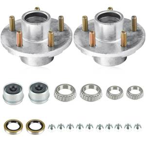 lot 1972 image: Aeagle 2 Sets 5 on 4.5 Bolt Circle Hot-Galvanized Idler Hub Kits for 3,500lbs Boat Trailer 1-116 to 1-38 Tapered Axle, Inner & Outer Cone Bearings