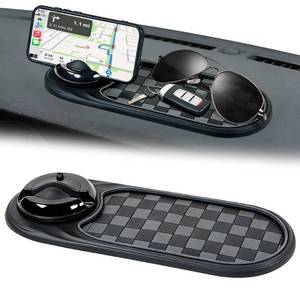 lot 2340 image: Universal Anti-Slip Car Dashboard Mat with 360° Rotating Phone Holder �� Multi-Functional Organizer Pad for Phones, Sunglasses, Keys, and Daily Essentials (Gray Black)