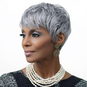 lot 2342 image: Short Grey Pixie Wigs for Black Women Gray Pixie Cut Wigs for Black Women