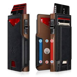 lot 2353 image: Wallet for Men Wallet with Slim Pop Up Card Holder 9-13 Cards, Bifold Minimalist Smart Wallet RFID Blocking Credit Card Holder with ID Window & Stretchable Cash Slot Compact Metal Aluminum Card Case