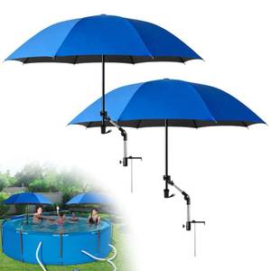 lot 2370 image: 2Pack Pool Shade Umbrella, 49.2 Large Adjustable Above Ground Pool Sunshade Canopy with Clamp 360°Swivel UPF 50 Portable Weatherproof Patio Umbrella for Swimming Pool Outdoor Garden Beach Chairs