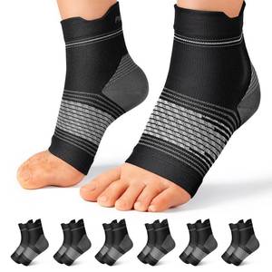 lot 2392 image: 6 Pairs Plantar Fasciitis Socks for Men & Women, Ankle Brace Compression Socks with Arch Support for Achilles Tendonitis, Heel Pain, Swelling & Arthritis Relief, Black, X-Large