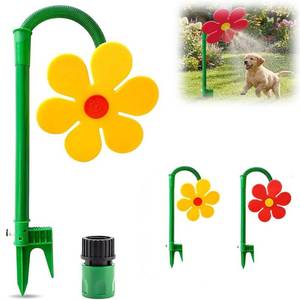 lot 2406 image: Crazy Daisy Sprinkler, 360° Rotating Dancing Sunflower Water Sprinkler for Lawn & Yard Garden Irrigation, Funny Automatic Swing Flower Sprinkler for Outdoor Plants Watering, Dogs Playing (Yellow)