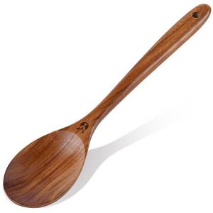 lot 2414 image: Wooden Spoons for Cooking, Natural Premium Teak Wooden Spoons, Good Grip Large Cooking Spoons and Wooden Spatula, Heat Resistant Wooden Cooking Utensils for Nonstick Cookware Serving, Perfect Gifts