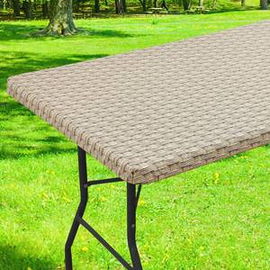 lot 2420 image: Smiry Rectangle Table Cloth Cover, Waterproof Elastic Fitted Picnic Tablecloth for 5 Foot Tables, Wipeable Flannel Backed Vinyl Tablecloths for Camping, Dining, Outdoor (Weave Patterns, 30 x 60)