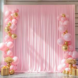 lot 2455 image: 10x10ft Pink Backdrop Curtains for Wedding Parties Wrinkle Free Pink Curtains Photo Backdrop Drapes for Photography Birthday Baby Shower Soft Fabric Party Backgournd for Photoshoot 5x10ft, 2 Panels