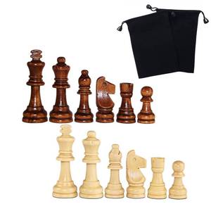 lot 2470 image: Hellpnoom Wooden Chess Pieces, Tournament Staunton Wood Chessmen Pieces Only, 3 Inch King Figures Chess Game Pawns Figurine Pieces, Replacement of Missing Piece, Includes Storage Bag