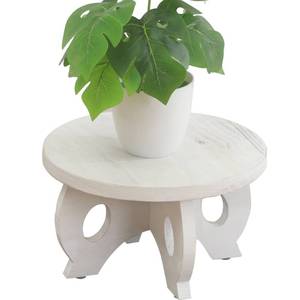 lot 2474 image: VZODESR Small Plant Stand Kitchen Display Stand 10 inch Plant Holder Plant Stool Round Stand Risers Farmhouse Rustic Balcony Decor Pedestal Board Washed White