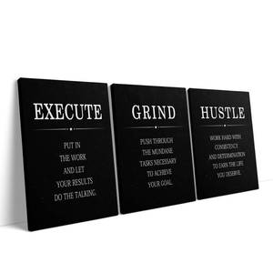 lot 3545 image: Motivational Canvas Wall Decor Grind Hustle Execute Wall Art Inspirational Posters Motivational Wall Art Wooden Framed Inspirational Canvas Paints for Office Living Room Bedroom Decor