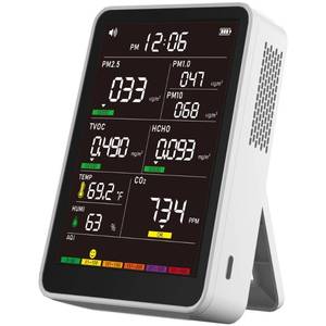 lot 3554 image: Professional Indoor Air Quality Monitor with AQI Alerts, Portable Real-Time Detector for Home, Car, Plants & Pet (Pearl White)