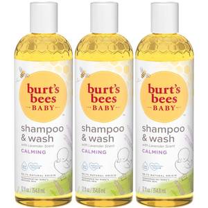 lot 3575 image: Burts Bees Baby Shampoo and Body Wash with Lavender, Calming Tear Free Baby Soap, 98% Natural Origin, 12 Fl Oz (Pack of 3)