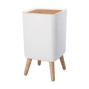 lot 3576 image: WanWanKa Mini White Plastic Trash Can, 2.6 Gallon Capacity, Slim Design, Anti-Odor, Easy to Clean, Suitable for Any Place