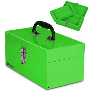 lot 3582 image: P.I.T. 12 Inch Tool Box,Portable Small Steel ToolBox with Metal Latch Closure for Household, Warehouse,Tools Storage,Green
