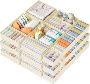 lot 3586 image: DIMJ Drawer Organizer Clothes Storage - 18 Pack Baby Dresser Organizer for Nursery, Foldable Closet Drawer Organizer Bins for Bedroom Organization, Fabric Storage Dividers for Socks, Underwears, Bras