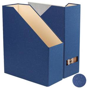 lot 3587 image: LifeSto Magazine Holder - File Holder and Desk Organizer, Paperboard Book Organizer and Storage Box for Documents, Magazine Holder Rack for Classroom, Home, and Office (Classic Blue, 2-Pack)