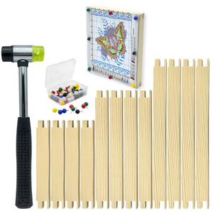 lot 4303 image: 12 PCS Needlepoint Stretcher Bars, 3 Sizes Canvas Stretcher Bars for Needlepoint, Embroidery Stitch Frame Kit with Rubber Mallet (6 8 10)