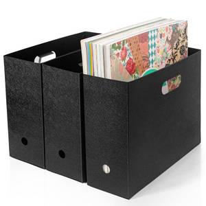 lot 4304 image: Foldable Scrapbook Paper Storage Organizer, 12x12 Scrapbook Paper Storage, Plastic File Organizer, Black, 3 Pack