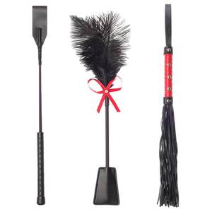 lot 4322 image: Fumwase 3 Pcs Sex Whip and Crop Set BDSM Whip Leather Horse Crop Feather Tickler for Adults Bedroom Play Sex Play Toys for Couples