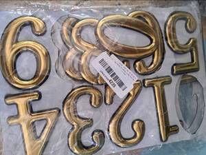 lot 4360 image: Brass-Colored Number and Letter Set Adhesive 4235