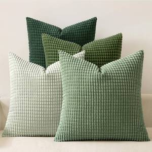 lot 5546 image: MIULEE Sage Green Pillow Covers 18x18 Inch Set of 4 Boho Farmhouse Home Decor Spring Mordern Nordic Throw Pillows Covers Summer Soft Corduroy for Couch Bed Sofa Living Room Forest Green
