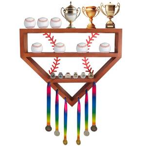 lot 5567 image: GLOBLELAND Baseball Wall Holder Championship Ring Display Case Wooden Case for Medal Wooden Cabinet Rack Holder for Baseball Enthusiast Collectible Homerun Medal Collector Autograph Ball 16x12x2.5inch