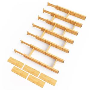lot 5571 image: SpaceAid Bamboo Drawer Dividers with Inserts and Labels, Kitchen Adjustable Drawer Organizers, Expandable Organization for Home, Office, Dressers, 7 Dividers with 15 Inserts (17-22 Natural)