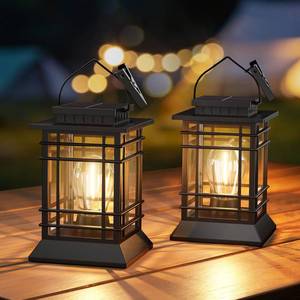 lot 5572 image: 2 Pack Solar Lanterns Outdoor Waterproof, Upgraded Bright Hanging Solar Lights for Outside, Auto OnOff Solar Powered Lanterns Decorative Outdoor for Garden Patio Yard Table Patio Porch Tree