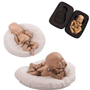 lot 5576 image: Quepiem 50cm Lifelike Articulated Baby Doll Model, Silicone Realistic Newborn Posing Mannequin for Newborn Photography, Nursing Training & Art Sketch, Posable Jointed Simulation Doll with Suitcase