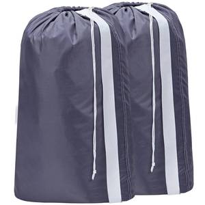 lot 6271 image: HOMEST 2 Pack XL Nylon Laundry Bag with Strap, Large Dirty Garments Organizer, Easy Fit a Hamper or Clothing Basket, Can Carry Up to 4 Loads of Clothes, Grey