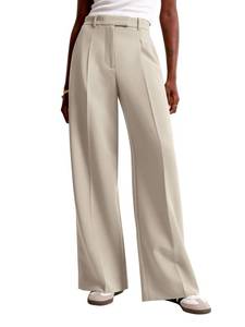 lot 6280 image: NIMIN Women Wide Leg Pants High Waisted Dressy Work Office Trousers Business Casual Palazzo Pants 2026 Fashion Outfits with Pockets Apricot size S