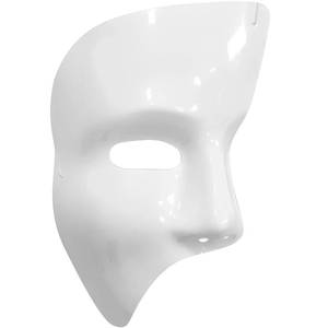 lot 6303 image: White Phantom Plastic Mask Costume Accessory - 1 Count - Durable, Mystery & Elegant - Ideal Halloween & Masquerade Party Wear, One Size Fit Most