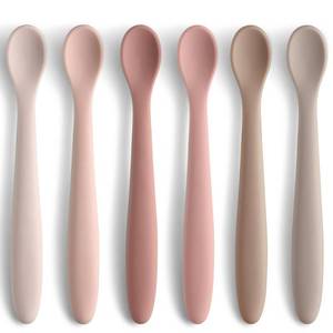 lot 6314 image: Silicone Baby Feeding Spoons, Training Spoon Self-feeding, First Stage Infant Soft-Tip Easy on Gums, Utensils Supplies, Dishwasher & Boil-proof, 6 Pack