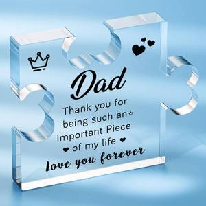 lot 6316 image: SOUHONEY Fathers Day Gift for Dad, Dad Gifts for Birthday from Daughter Son, Desk Decor Acrylic Puzzle Plaque - Fathers Day Birthday Gifts Daddy Who Want nothing