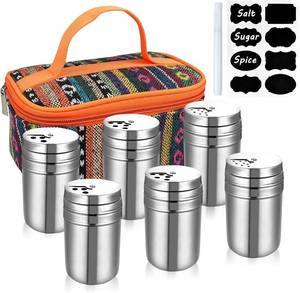lot 6329 image: 6PCS Camping Spice Kit with Travel Bag �� Salt, Pepper, Sugar and Herb Shakers Set, Seasoning Container for Outdoor Cooking, Hiking, and Home Use
