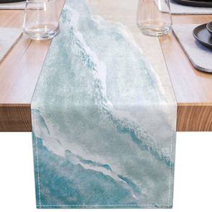 lot 6331 image: Coastal Table Runner Beach Coffee Table Runner Linen Farmhouse Dress Scarves Teal Blue Tablerunner for Kitchen Dinner Ocean Nautical Decor (13 x 36, Coastal)