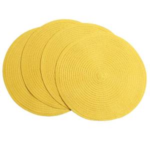 lot 6333 image: SHACOS Round Braided Placemats Set of 4 Washable Kitchen Table Place Mats Doilies Table Mats for Home Wedding Party Dining Table Decor (Yellow, 4)