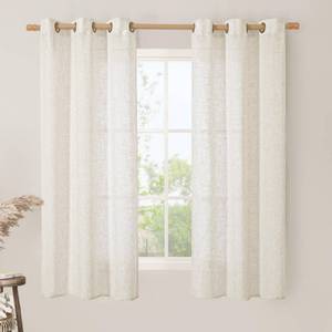 lot 6336 image: LAMIT Sheer Linen Curtains 63 inches Length, Light Filtering Panels Bronze Grommet Linen Textured Neutral Drapes for KitchenBedroom, Natural, 2 Panels, 34 x 63 Inch