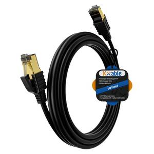lot 6341 image: Kxable Cat 7 Ethernet Cable 10 Feet, Cat7 High Speed Internet Cord, CAT7 RJ45 LAN Network Cable, Triple Shielding SFTP 10Gbps 600Mhz Patch Cable, Compatible with CAT6A CAT6 CAT5E CAT5 Cable