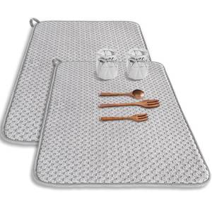 lot 6353 image: 2 Pack Microfiber Dish Drying Mat,2417 inch Absorbent Dish Drainer Kitchen Counter,Large Size Dish Drying Pad for Countertops,Sinks,Draining Racks(Gray)