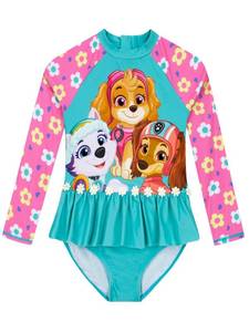 lot 6354 image: Paw Patrol Swimsuit  Skye Girls Bathing Suit  Flower Long Sleeve Girls Swimsuit  Kids Bathing Suit  Blue 5