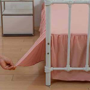 lot 6358 image: xuan dian Bed Skirt Full Size Ruffled Bed Skirts with Split Corners, 14 Inch Drop Dust Ruffle Bed Skirt with Platform, 14 Inch, Peach